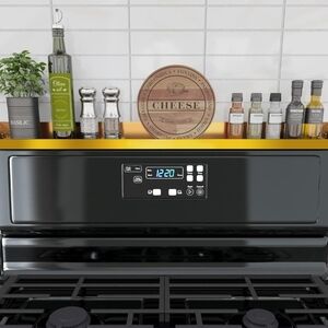 30" Magnetic Stove Top Shelf – Brushed Gold Spice Rack and Seasoning Organizer